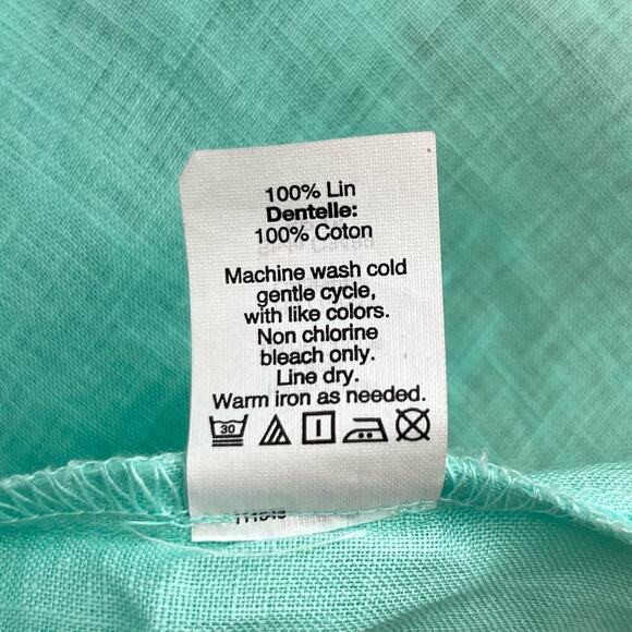 J.Crew Linen Lace Short Sleeve Tee Top in Mint Green, Size 2 - Picture 9 of 9